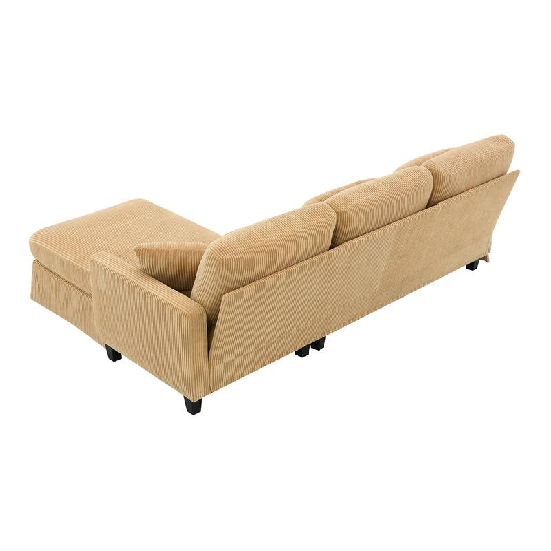 Modern L-shaped Corduroy Sofa with Reversible Chaise,4-seat