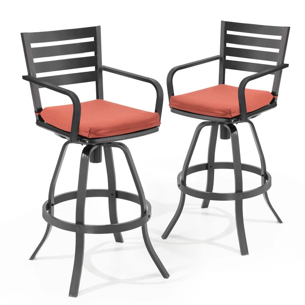 Pellebant Outdoor Patio Swivel Aluminum Bar Stools with Sunbrella Cushion - 18.51 in L x 18.51 in W x 45.28 in H