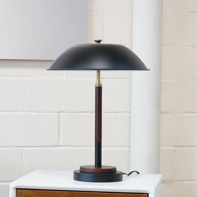 High Quality Modern Bed Side nightstand Decorative Led Table/desk Lamp, Black Umbrella Shaped Table Lamp - Walnut - Bronze 110V