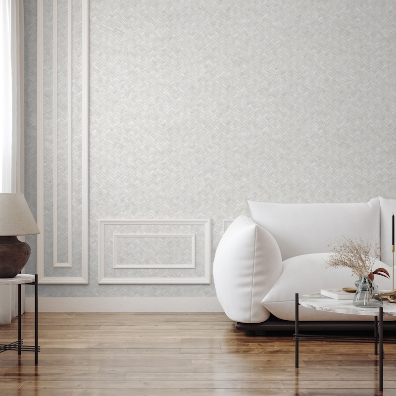 Braided Geometric Pattern Jute Basket Weave Chevron Wallpaper