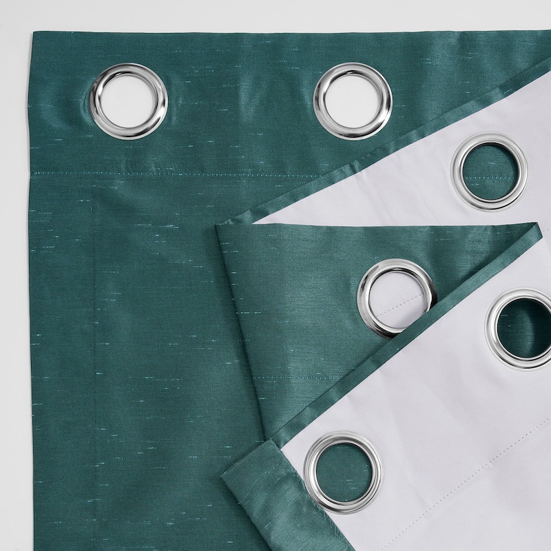 Exclusive Fabrics Textured Dupioni Faux Silk 84-inch Grommet Blackout Grommet Curtain (1 Panel) - 50 x 84