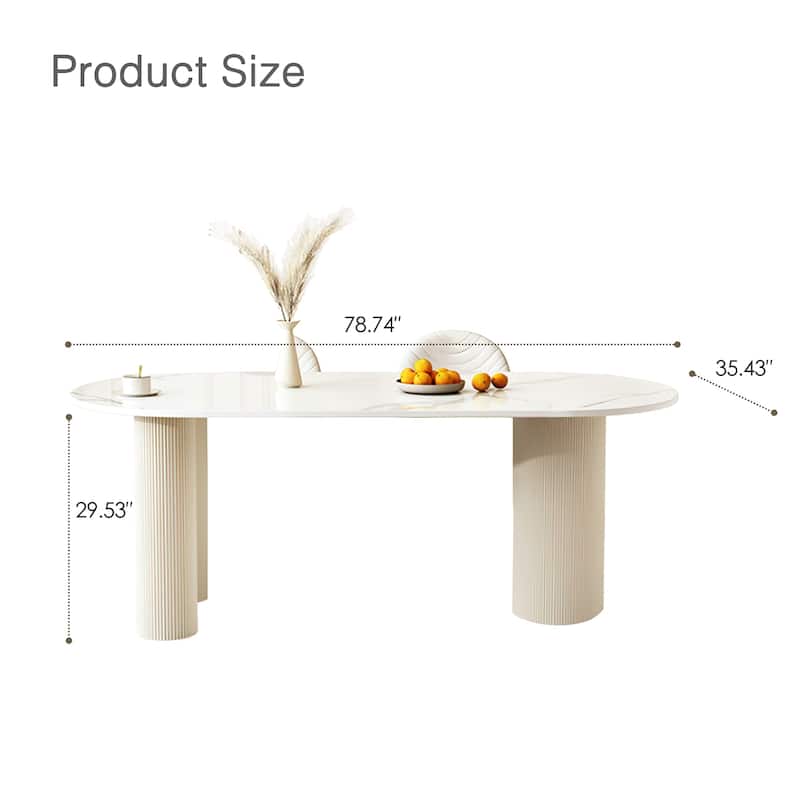 Luxe Creamy Dining Table with Roman Column Legs