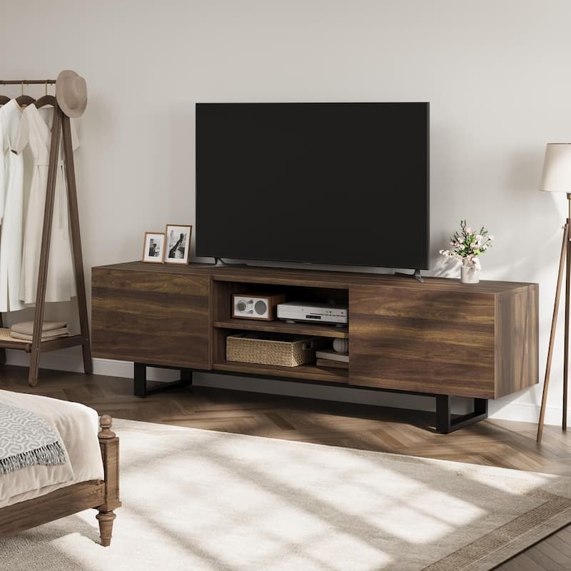 Modern 70 Entertainment Center TV Stand for 65/75/80 Inch TV with 2 Drawers & Open Shelves - N/A