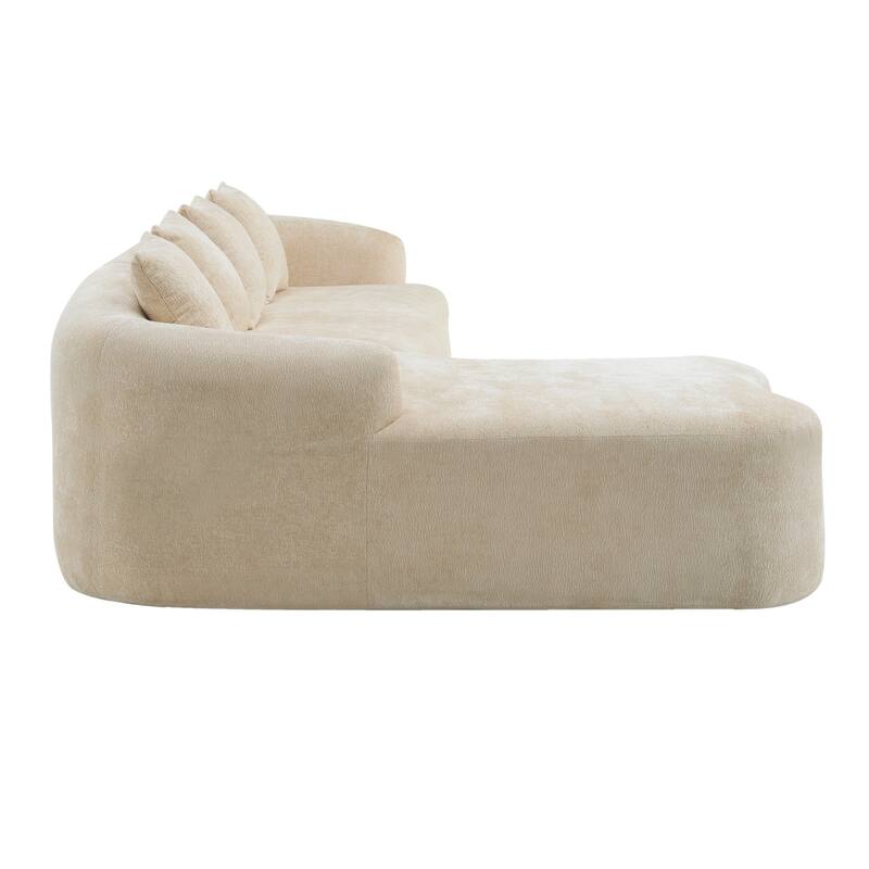Roomfitters Full Compression L-Shape Sectional Sofa with Curved Chaise, Modular Chenille Couch for Apartment Living Room