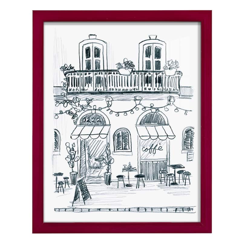 Italian Street Sketch II -Framed Print w/glass-Cherry Red