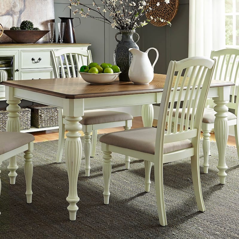 The Gray Barn Cumberland Creek Nutmeg & White Rectangular Leg Table - White
