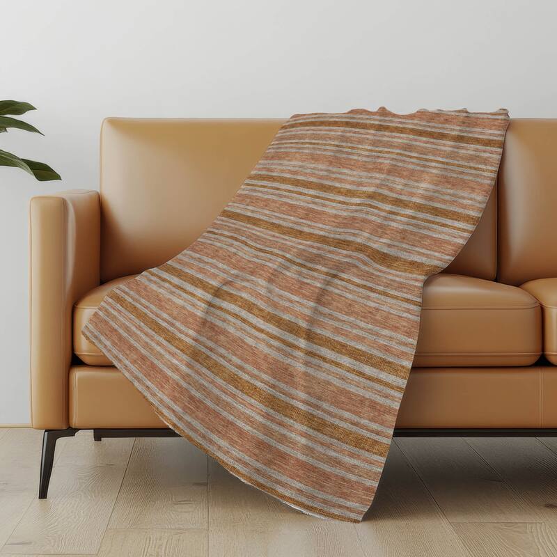 Premium Machine Washable Modern Stripe Sherpa Throw Blanket