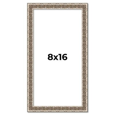 8x16 Frame Silver Versailles Ornate Solid Wood Picture Frame | 1 Inch