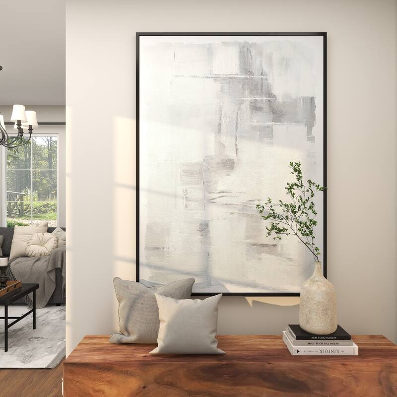 Canvas Abstract Living Room Framed Wall Art with Black Frame