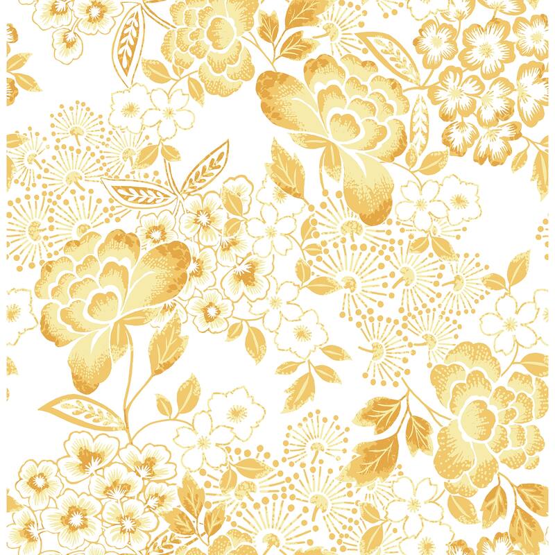 A-Street Prints Irina Yellow Floral Blooms Wallpaper