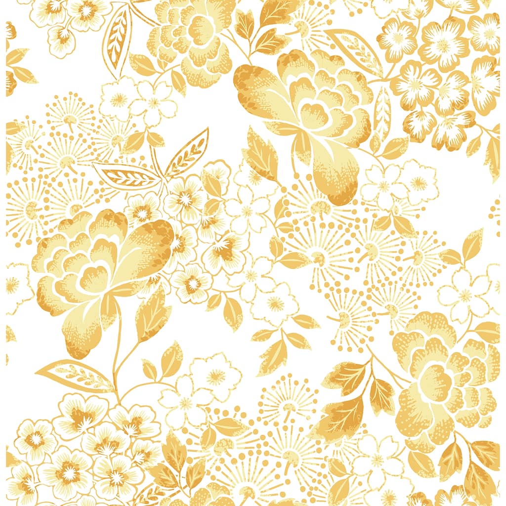 A-Street Prints Irina Yellow Floral Blooms Wallpaper