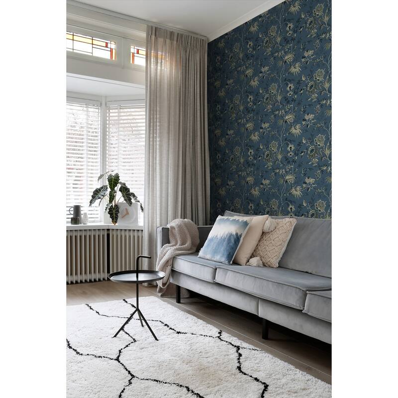 Juliet Blue Decorative Jacobean Wallpaper