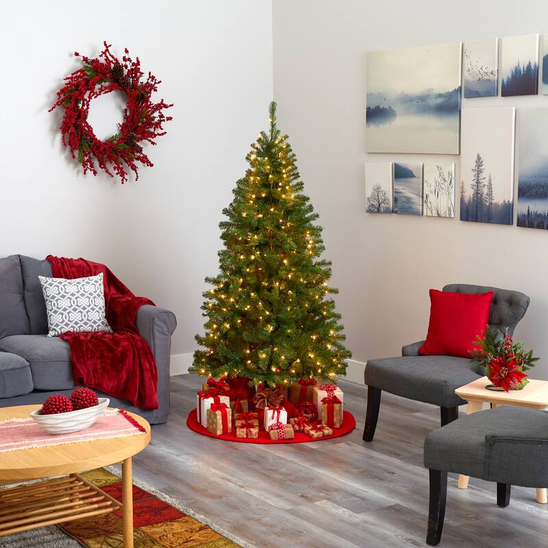 6ft. Artificial Christmas Tree with 300 Warm Clear Lights and 596 Tips - Classic Full X-Mas Glow