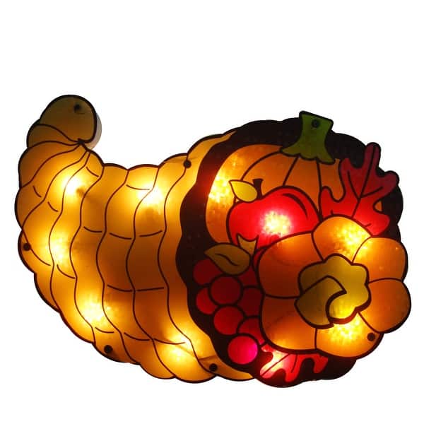 Shop 16 Gold And Red Lighted Cornucopia Thanksgiving Window