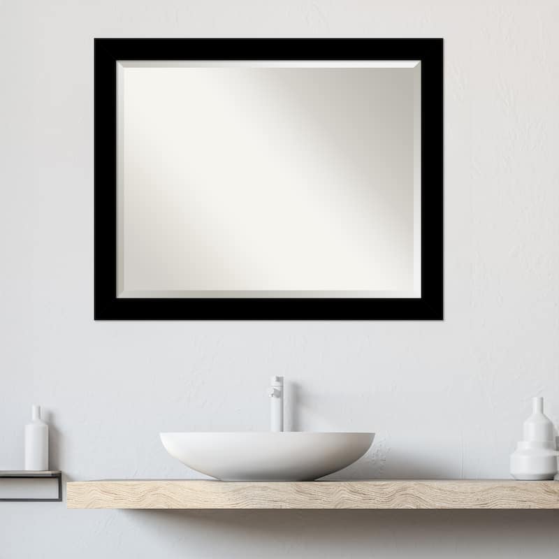 Brushed Beveled Framed Bathroom Vanity Wall Mirror - Brushed Black