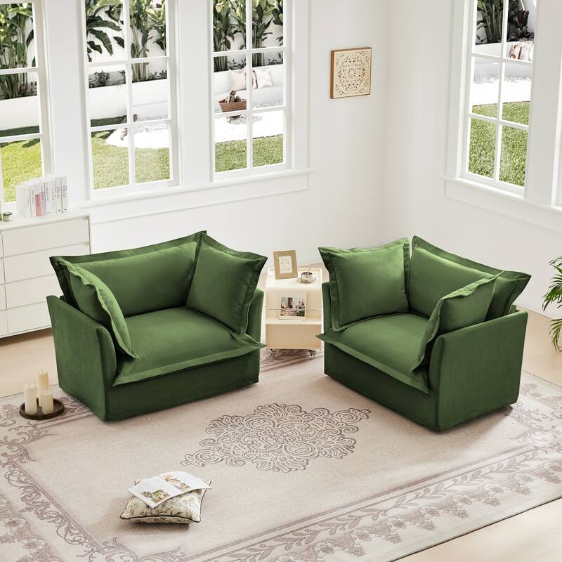 Upholstered Armchair Set of 2, Living Room Reading Chair with High Back Pillows, Removable Chair, Cover Modern Single Sofa Chair