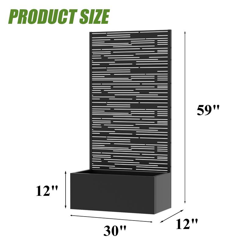Metal Galvanized Planter Box with Trellis Privacy Screen Lockable Wheels