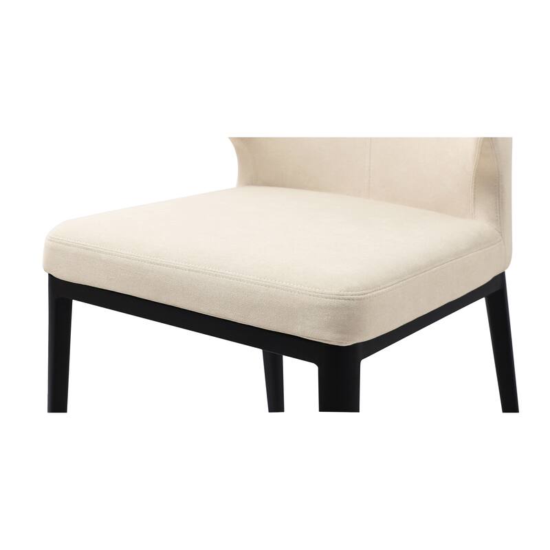 NADAAL STUDIOS Lyra Dining Chair, Barrel-Style Back, Iron Frame, Warm Beige Upholstery - Set of 2