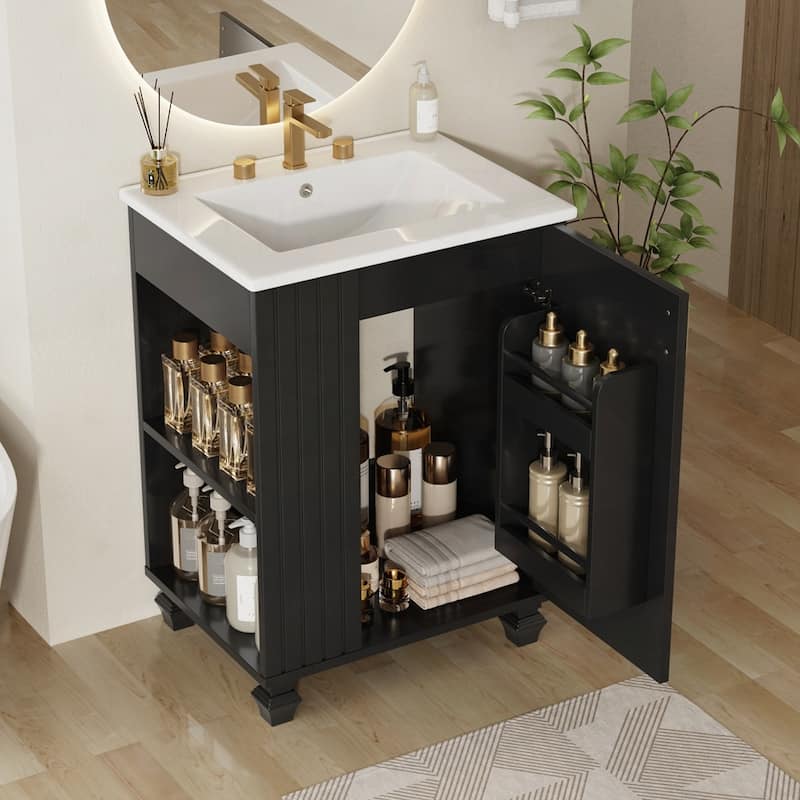 Bathroom Vanity with Sink, Cabinet Door Shelf,Side Open Storage,Wood Frame,Soft Closing Door