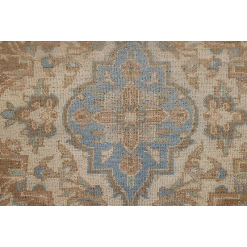 Orange Kashan Persian Vintage Area Rug Hand-Knotted Wool Carpet - 9'7"x 13'5"