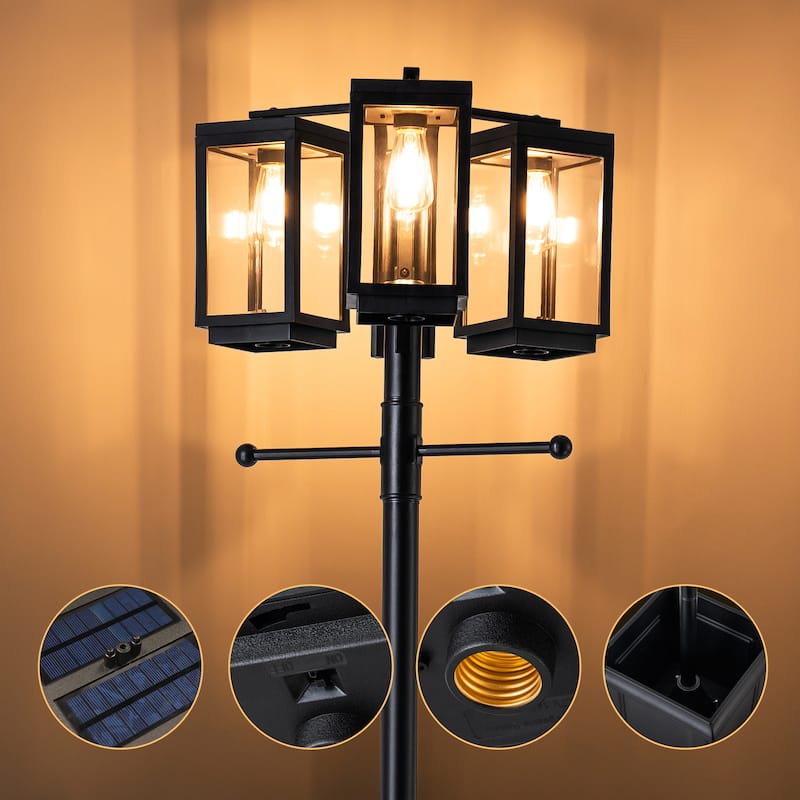 C Cattleya 3-Light 77.5in Solar Outdoor Post Light with Planter (Bulb Included)