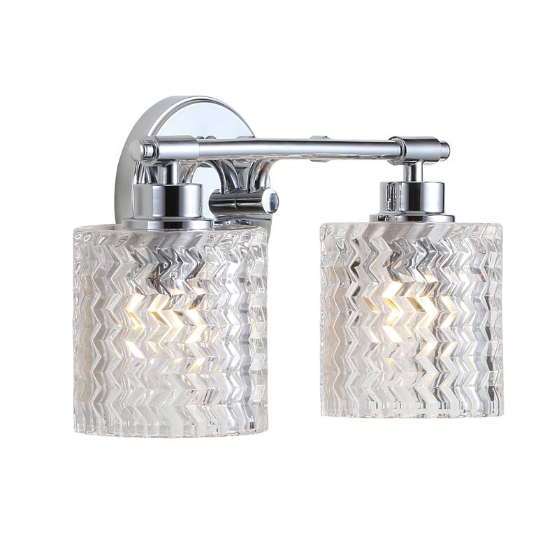 Manhattan Vintage Iron/Chevron Pattern Glass Farmhouse Cottage LED Vanity Light, by JONATHAN Y