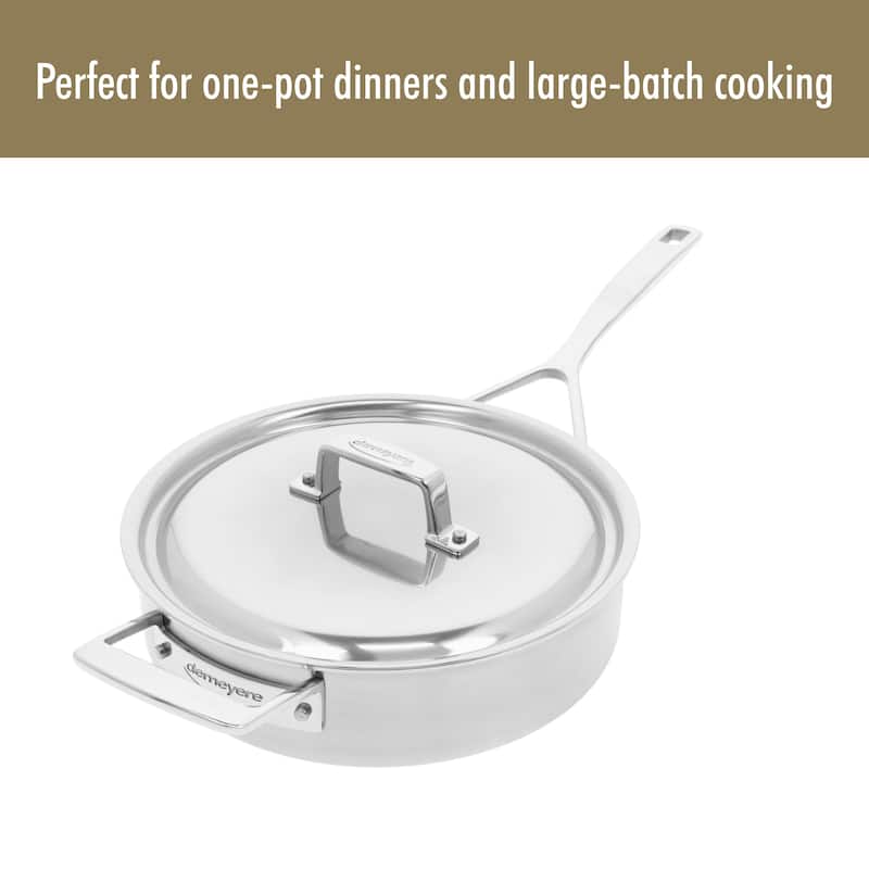 Demeyere Essential 5-ply 3-qt Stainless Steel Saute Pan with Lid
