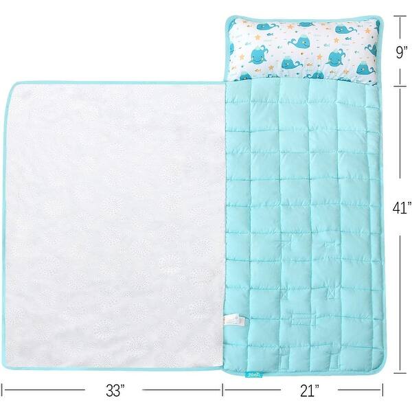 dimension image slide 0 of 3, Biloban Kids Portable Whale Printed Bed Nap Mat with Removable Pillow