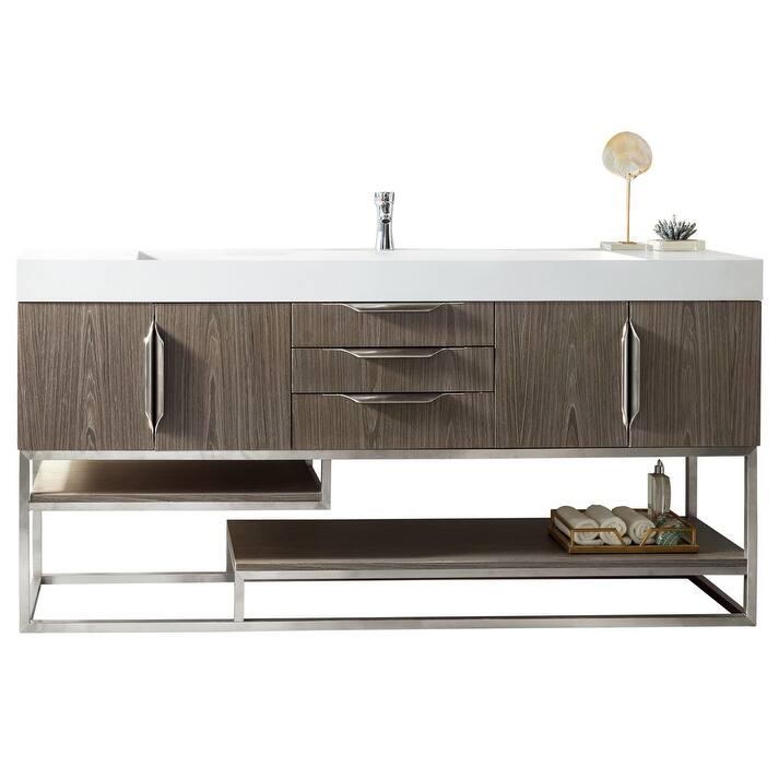 James Martin Vanities 983-V72S-R-BN-GW Columbia 72" Free Standing - Ash Gray