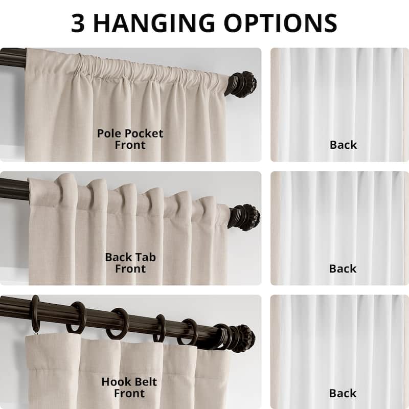 Exclusive Fabrics Italian Faux Linen Room Darkening Curtains for Bedroom & Living Room Curtains - Single Panel Window Curtains