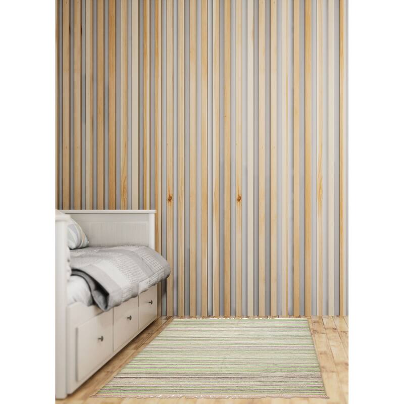 ECARPETGALLERY Flat-Weave Ankara FW Light Green, Light Green Wool Kilim - 5'2 x 7'9