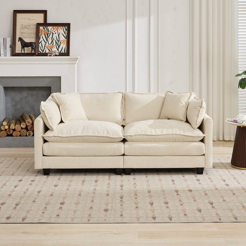 Cloud Sofa LoveSeat (Ottoman is not included), Modern Sectional Couch, Comfy Double Layer Upholstered Seat Cushion