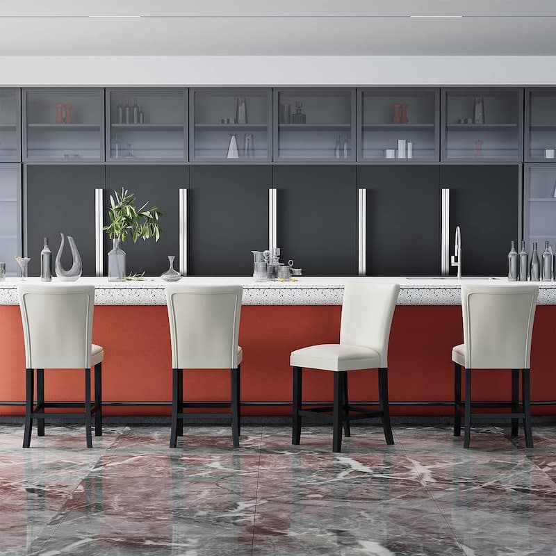 Bar Stools Faux Leather Upholstered Chairs Dining Chairs