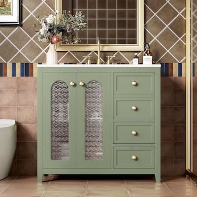 36" Bathroom Vanity With Sink, Bathroom Storage Cabinet