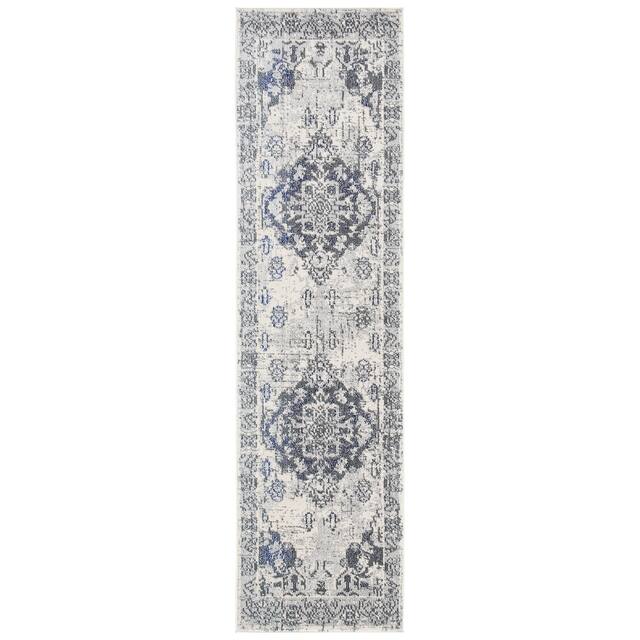 SAFAVIEH Monaco Lillie Boho Medallion Distressed Area Rug - 2'2" x 8' - Ivory/Grey