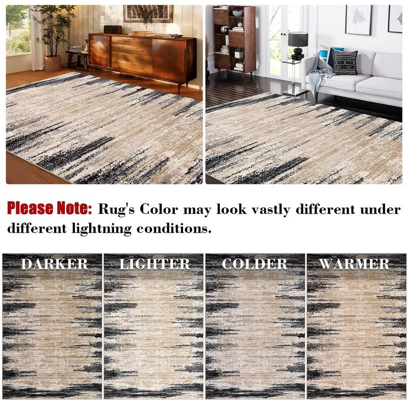 Washable Area Rugs for Living Room Modern Abstract Rug Non Slip Non Shedding Stain Resistant Carpet