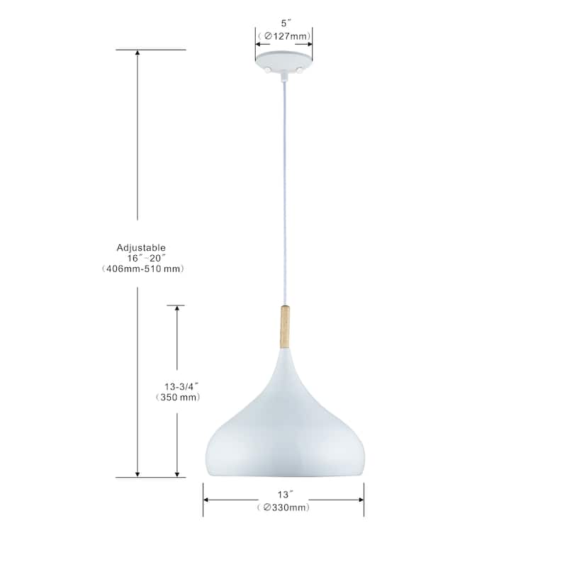 Modern 1 Light Indoor Pendant White Finish