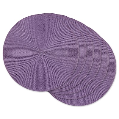 Round Woven Kitchen Dining Table Placemats - 15" - Mauve - Set of 6