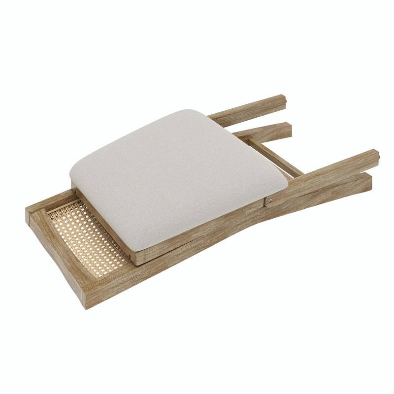 Scandinavian Woven Back Wooden Dining Chairs, Set of 2, Solid Wood Frame with Cushioned Seat