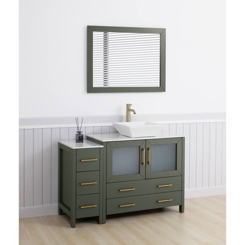 Vanity Art 48" Single Sink Bathroom Vanity Combo Set with Engineered Marble Top and Free Mirror - 48 x 18.5 x 36 Inches