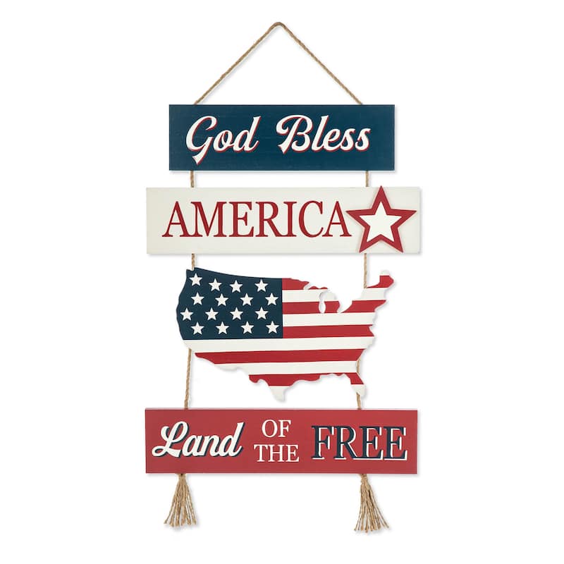 Glitzhome Patriotic/Americana Wooden Flag Sign Door Hangers Decor