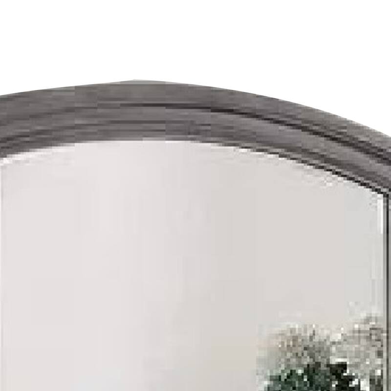 Dresser Mirror, Gray Pine Wood Frame, Farmhouse Carved Details 36x42