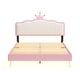 preview thumbnail 3 of 8, Full Upholstered Platform Bed with Crown Headboard