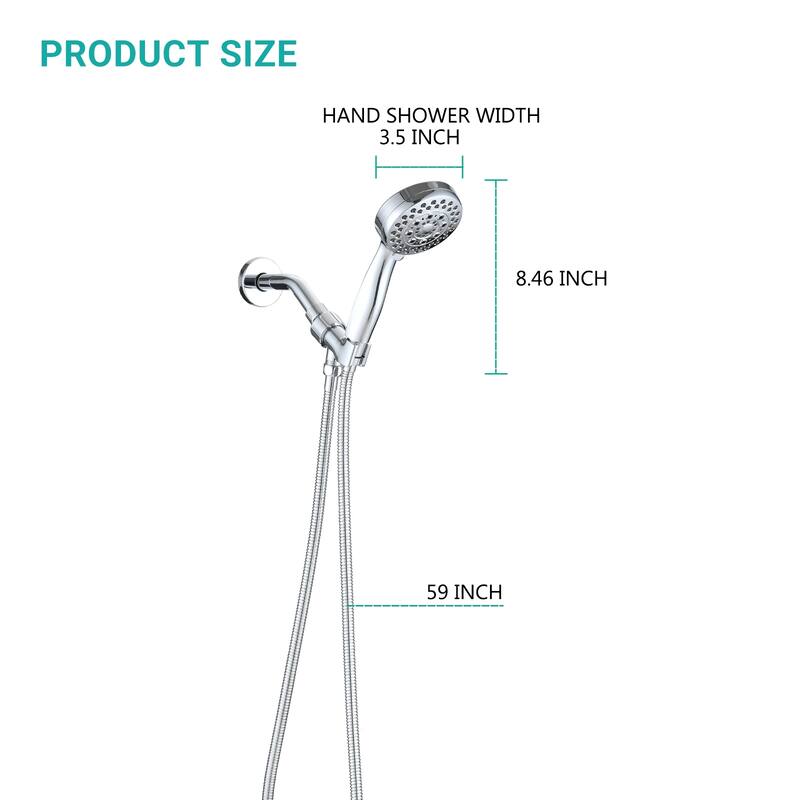 5 Mode Adjustable Settings Handheld Shower Head with Hose High Pressure Shower Heads
