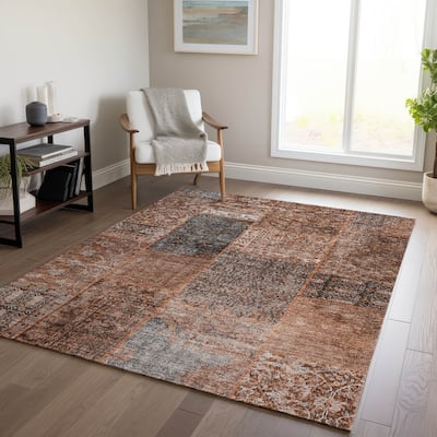 Machine Washable Indoor/ Outdoor Chantille Persian Vintage Patchwork Rug
