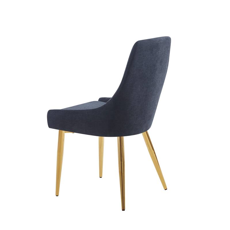 Set of 2 Classical Upholstered Accent Dining Chairs with Steel Legs