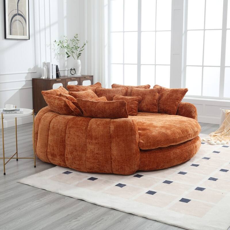 81.10" Double Bread Extra Large Round Sofa Bed with Armrests and Large Cushions