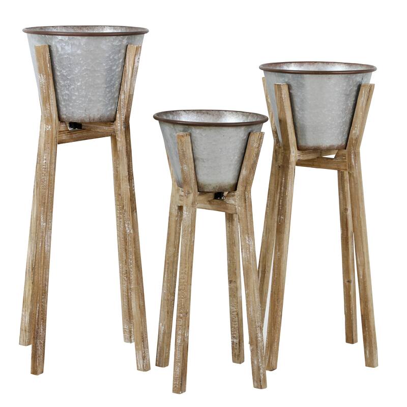 Hayes Modern Rustic Planters (Set of 3) - 35"h x 17"w / 32"h x 16"w / 28"h x 14"w