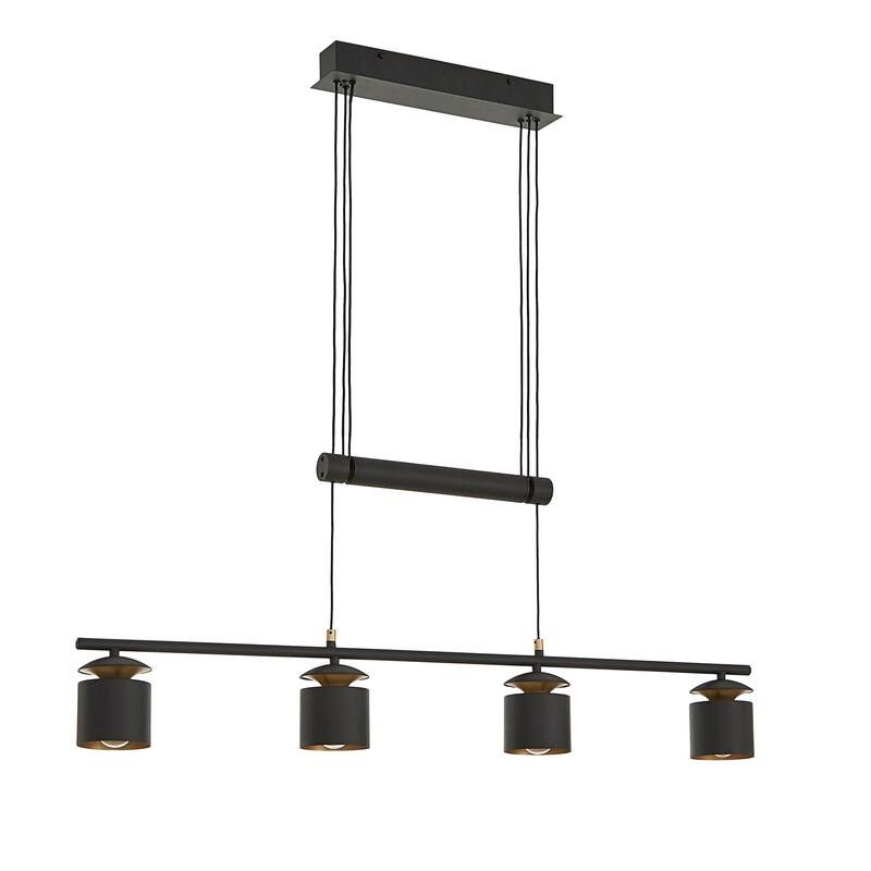 Collin Matte Black Adjustable Height 4-Cylinder Pendant Light by iNSPIRE Q Modern - Black