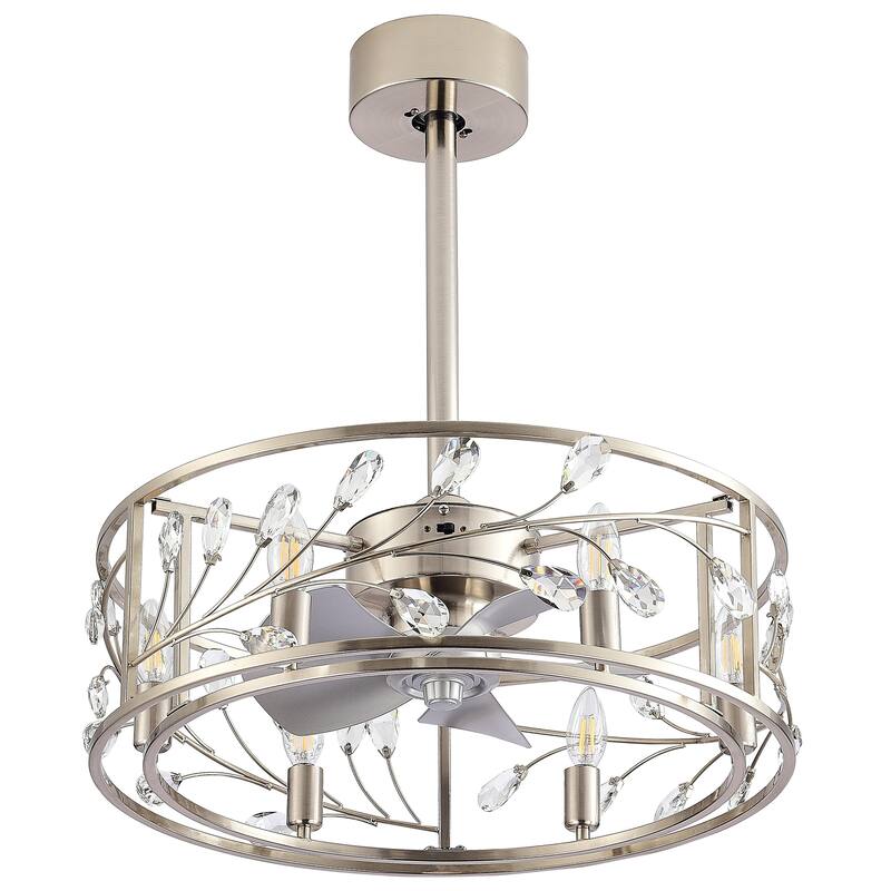 20-in Nickel Indoor Caged Ceiling Fan with Light Remote (5-Blade)